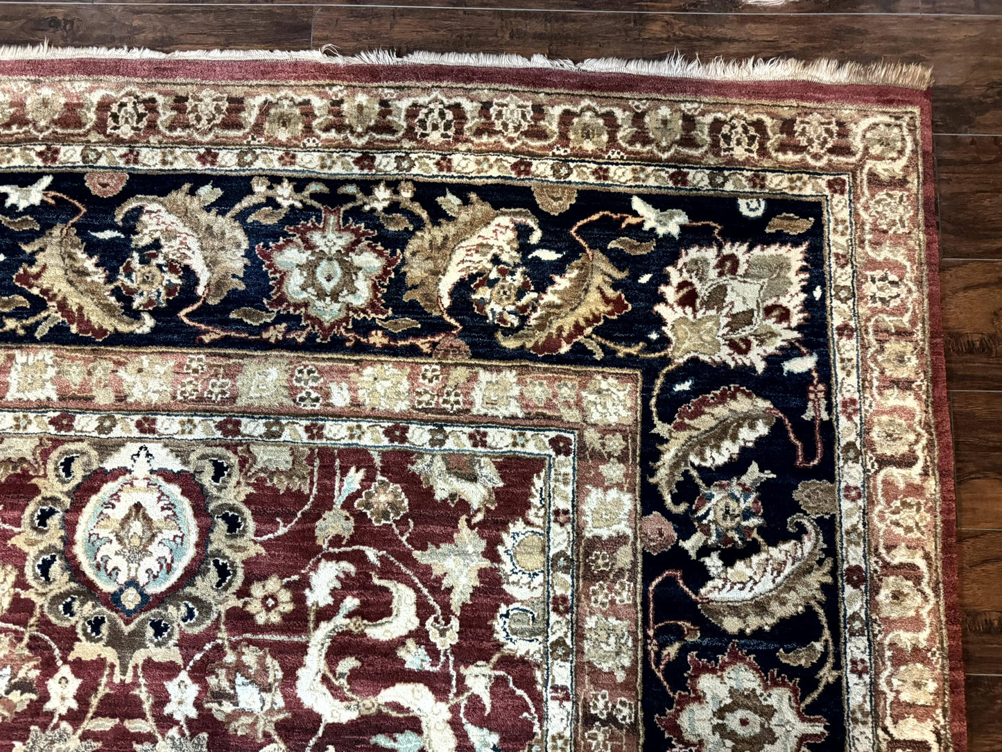 Palace Sized Indian Agra Rug 12x17, Wool Handmade Floral Allover Carpet
