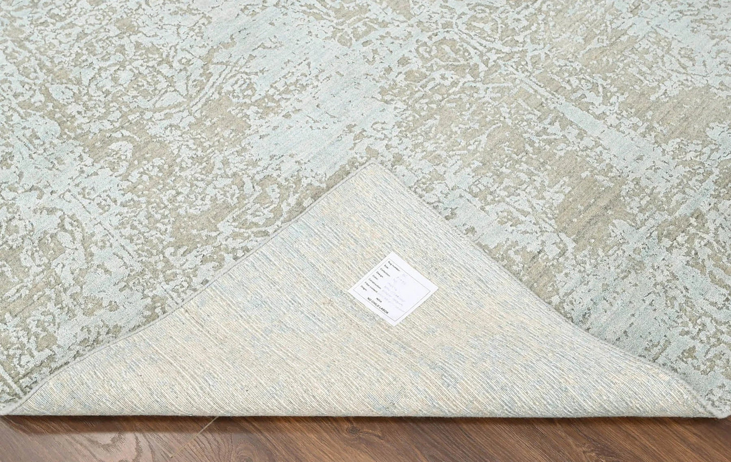 8x10 Blue, Gray Hand Knotted 100% Wool Transitional Oriental Area Rug