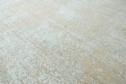 8x10 Blue, Gray Hand Knotted 100% Wool Transitional Oriental Area Rug