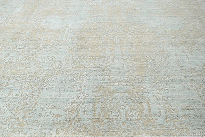 8x10 Blue, Gray Hand Knotted 100% Wool Transitional Oriental Area Rug