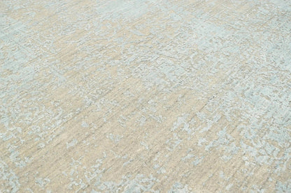 8x10 Blue, Gray Hand Knotted 100% Wool Transitional Oriental Area Rug