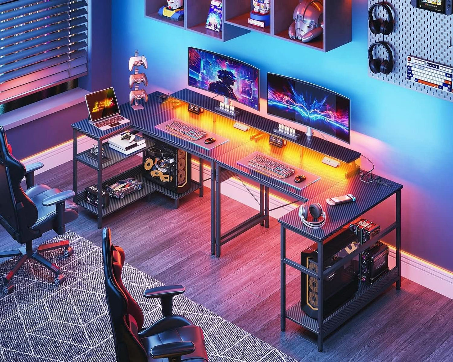 40 Inch Gaming Desk With USB Ports And LED Lights Black