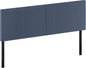 Stylish King Size Upholstered Headboard in Denim