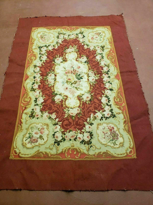 3' X 5' Antique Handmade French Aubusson Weave Savonnerie Needlepoint Rug Nice