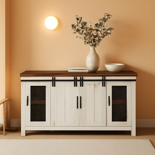 65 Inch Solid Wood TV Stand With Ample Storage Cabinet