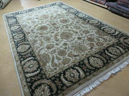 6' X 9' Vintage Handmade India Top Quality Jaipur Floral Oriental Tea Wash Nice