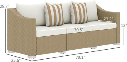 Comfortable All Weather Wicker Patio Sofa with Cushions