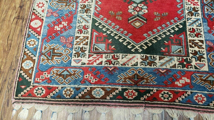 4' X 6' Handmade Turkish Super Kazak Shirvan Wool Rug Colorful