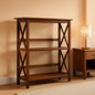 Shelf Bookcase With X Design Three Shelf Storage For Books