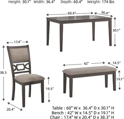 Diamond Patterned Dining Table Set Gray Walnut Stain