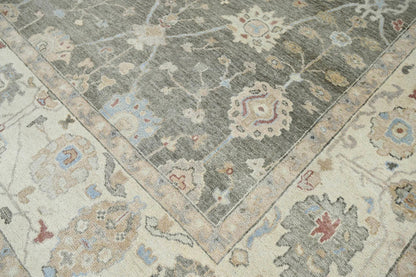 LoomBloom 10x14 Gray Wool Traditional Turkish Oushak Hand Knotted  Oriental Area Rug
