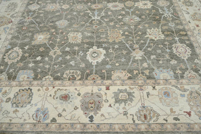 LoomBloom 10x14 Gray Wool Traditional Turkish Oushak Hand Knotted  Oriental Area Rug