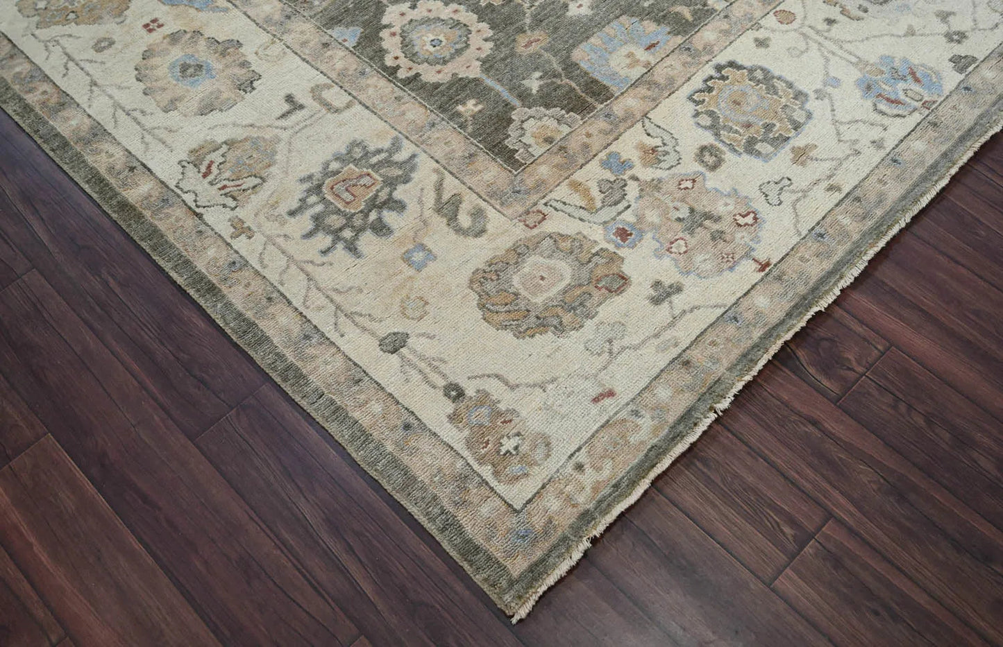 LoomBloom 10x14 Gray Wool Traditional Turkish Oushak Hand Knotted  Oriental Area Rug