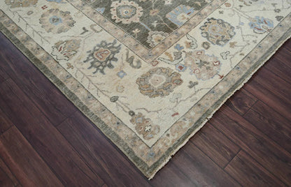 LoomBloom 10x14 Gray Wool Traditional Turkish Oushak Hand Knotted  Oriental Area Rug