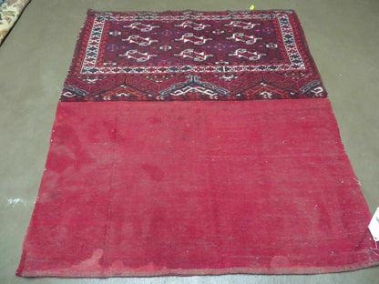 2.5' X 4' Antique Handmade Bokhara Turkoman Yamud Wool Rug Kilim Backing NICE