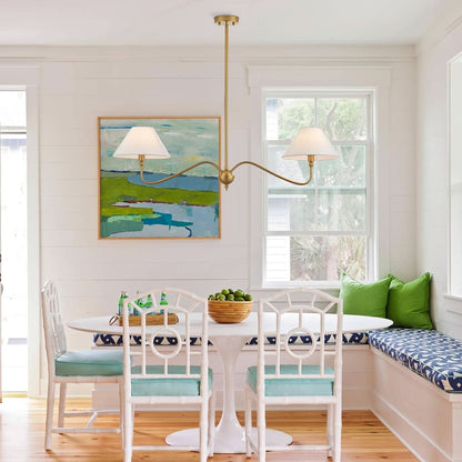 Goldtone Linear 2 Light Chandelier For Kitchen Island