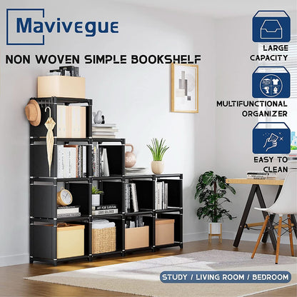 Black Twelve Cube Metal Bookcase System For Home Office