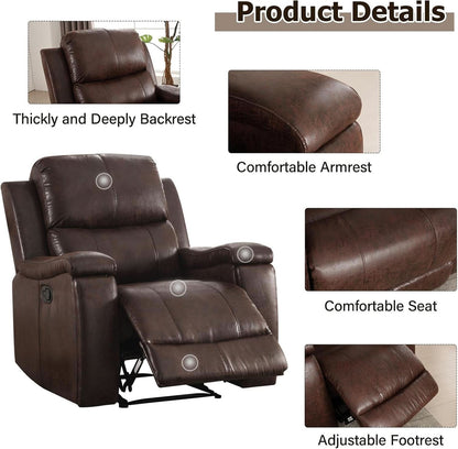 Leather Recliner Chair Red Brown With Concealed Cup Holders