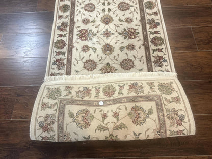 Pak Persian Runner Rug 2.6 x 8ft, Oriental Carpet for Hallway or Kitchen, Handmade, Wool and Silk Highlights