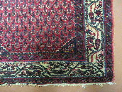 2.5' X 4' Vintage Handmade Indian Amritsar Wool Rug Paisley Design Red