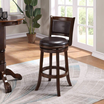 Swivel Bar Stool 29 Inch Cappuccino Faux Leather Upholstery
