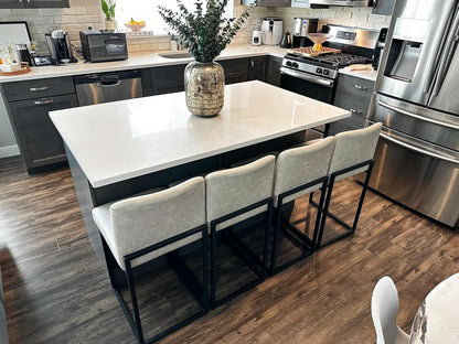 Set Of 4 Counter Height Bar Stools PU Leather With Back