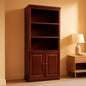Heritage Hill Library With Doors Bookcase, Classic Cherry Finish, 71 Inch Tall