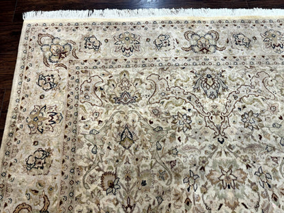 Pak Persian Rug 6x9, Vintage Handmade Wool Carpet, Floral, Beige