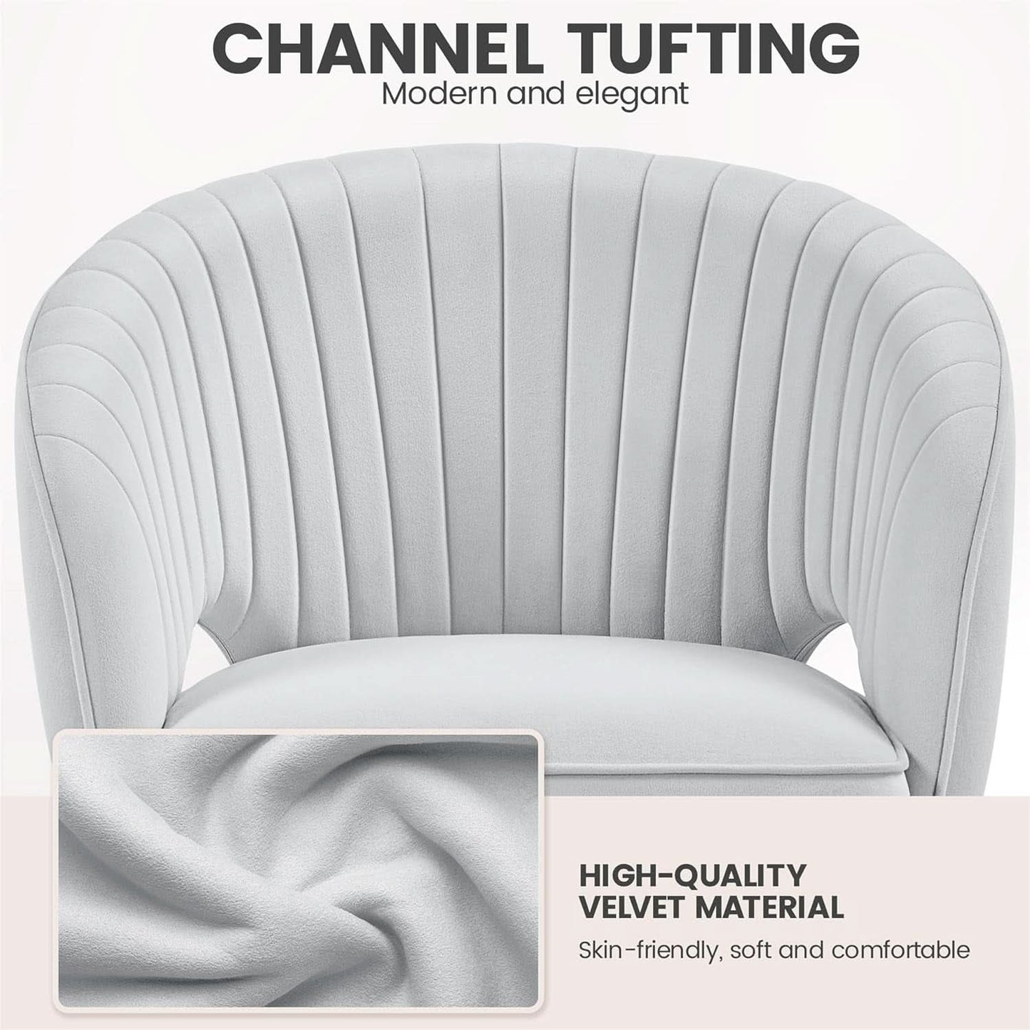 Home Office Chair With Tufted Barrel Back Light Gray