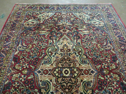 3' 5" X 5' Antique Handmade Indian Agra Fine Weave Wool Rug Organic dye Nice
