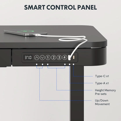 Electric Standing Desk With USB Ports And Drawer Storage
