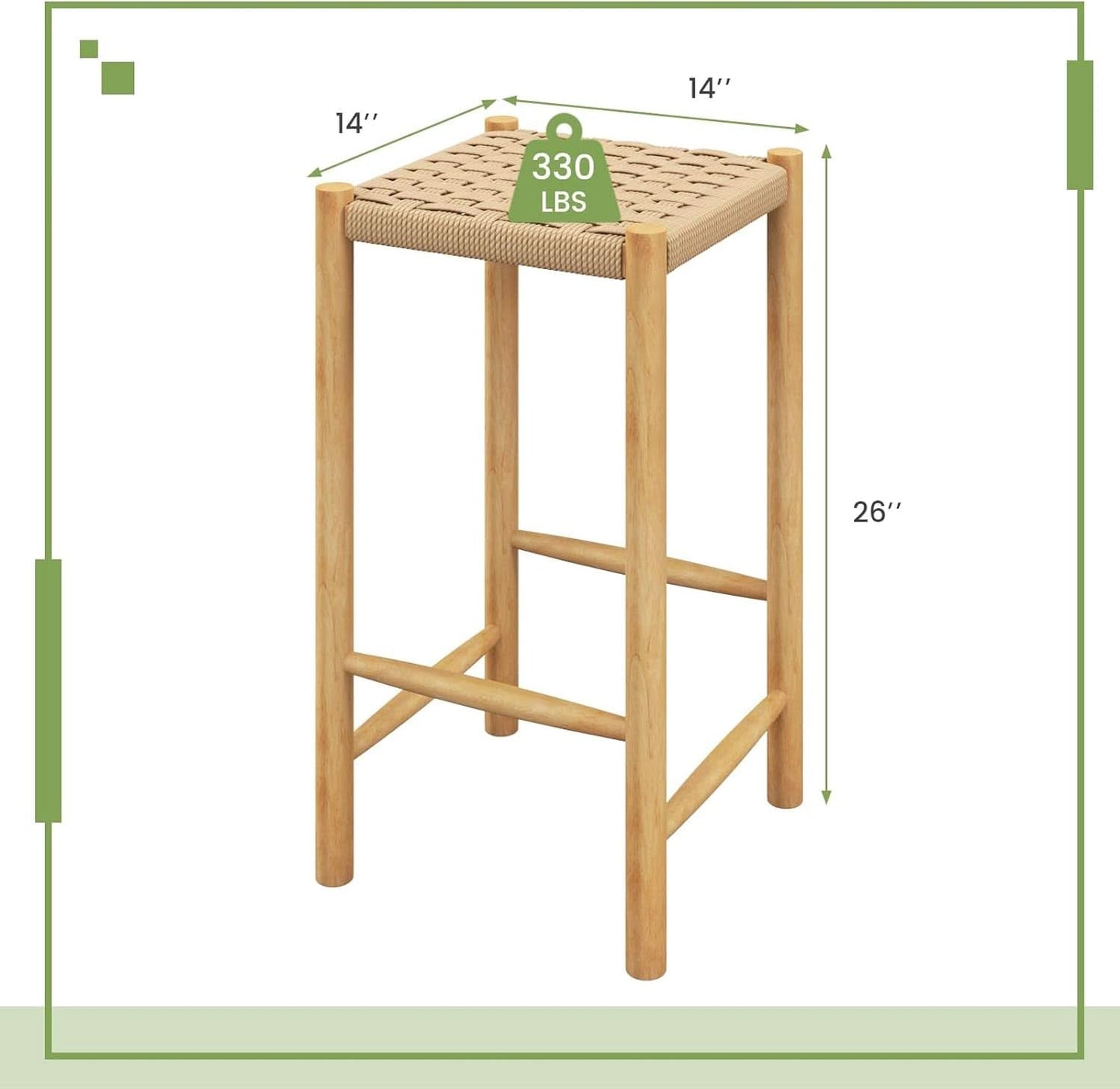 26 Inch Counter Height Wood Bar Stools Set of Two