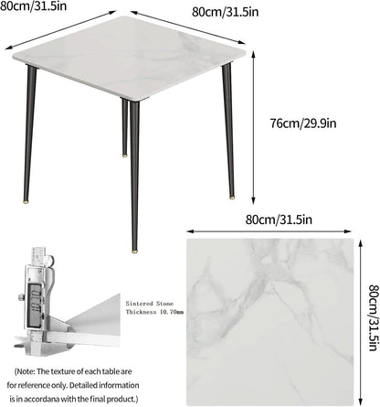 32 Inch Sintered Stone Dining Table With Black Legs