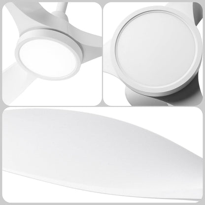 52 Inch White Energy Efficient Ceiling Fan With LED Light