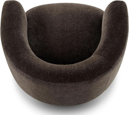 360 Degree Swivel Chair Espresso Velvet Upholstery