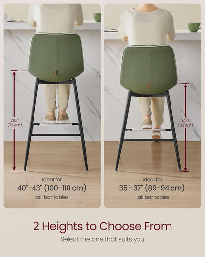 Green Leather Bar Stools With Back Modern Set Of Two