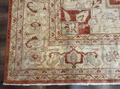 Turkish Heriz Serapi Rug 9x13, Geometric Medallion