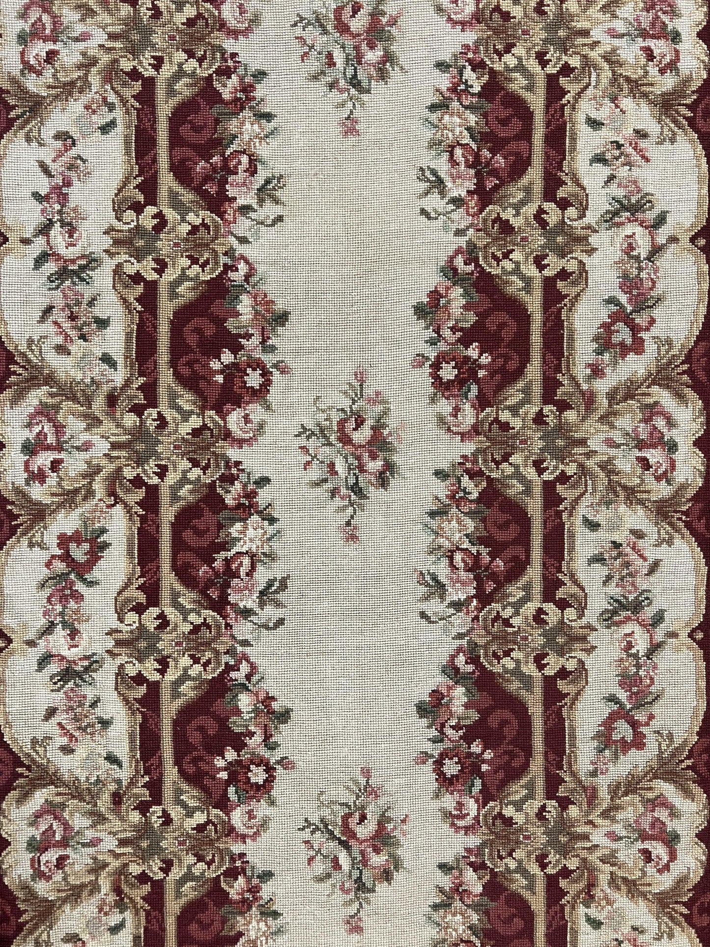 Needlepoint Runner Rug 2.5 x 10.7, Tan Runner Rug, Flatweave Runner, Aubusson European Design, Needlepoint Rug, Long Runner, Hallway Rug