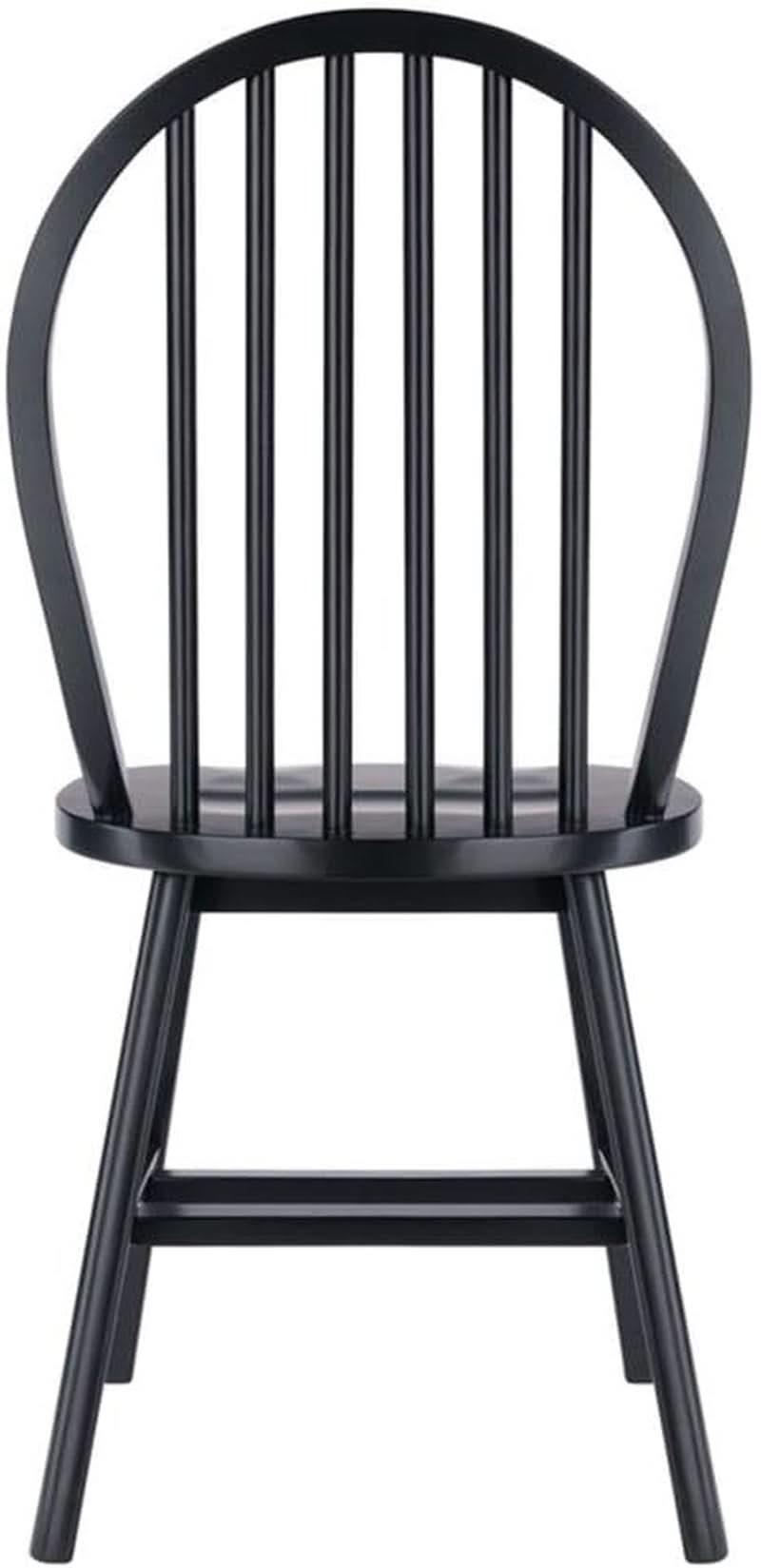 Windsor Dining Chair Set Solid Wood Black Finish 2 Pack