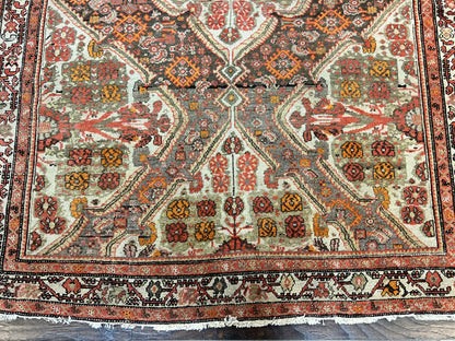 Wonderful Antique Persian Malayer Rug 4x6, Wool Hand Knotted Authentic Oriental Carpet, Very Fine