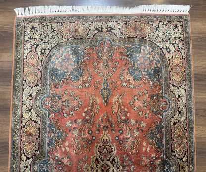 Indian Kashmiri Silk Rug 3x5, Fine 260 KPSI, Hand Knotted