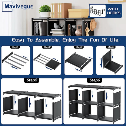 Black Twelve Cube Metal Bookcase System For Home Office