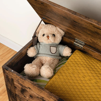 Rustic Brown SolidWood Toy Box Storage LargeCapacity