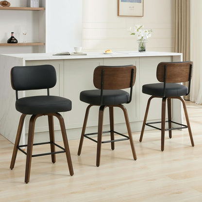 Swivel Bar Stools Set Of 4 26 Inch Counter Height Black