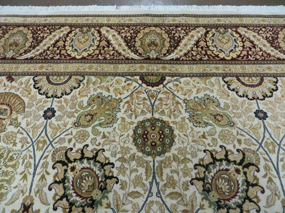 9' X 12' Vintage Handmade Wool Rug Pakistani Floral Design Nice Vegetable Dye