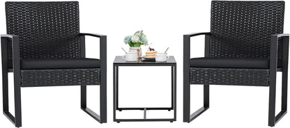 Black Cushioned Outdoor All Weather Patio Conversation Set