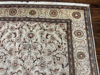 Persian Kashan Rug 5x7, Beige, Fine 250 KPSI
