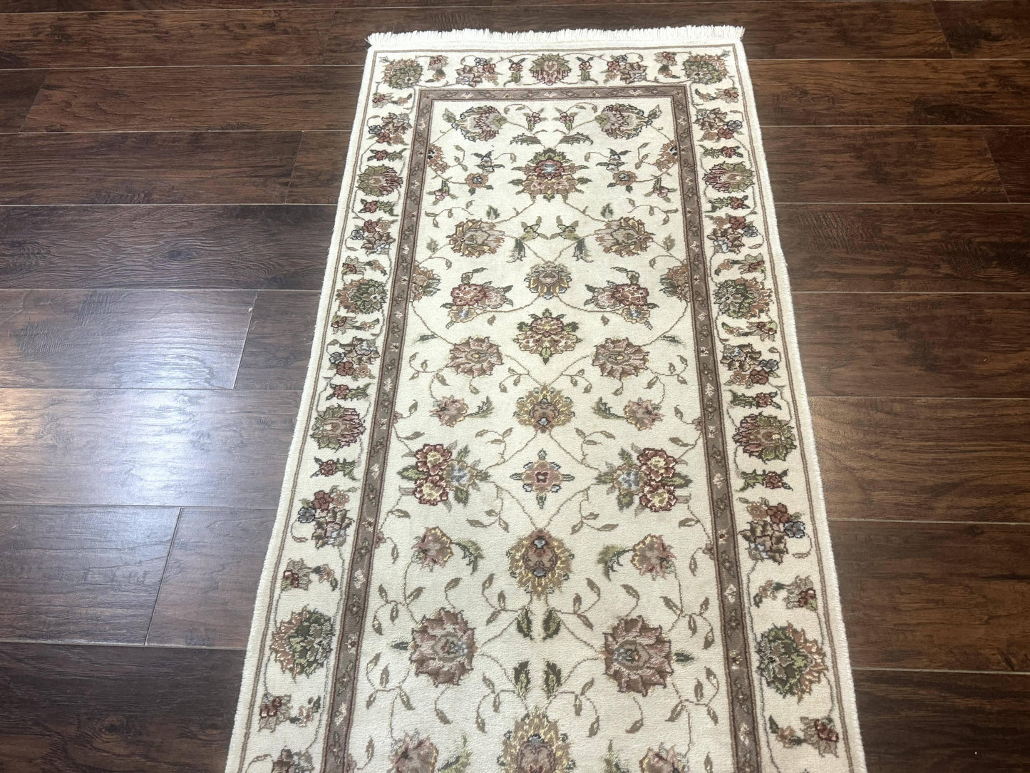 Pak Persian Runner Rug 2.6 x 8ft, Oriental Carpet for Hallway or Kitchen, Handmade, Wool and Silk Highlights