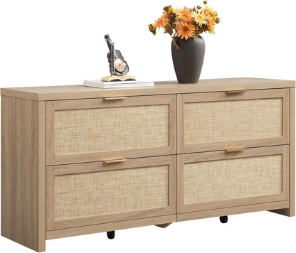 60.8 Inch Dresser Caramel Oak Finish With 7 Drawers
