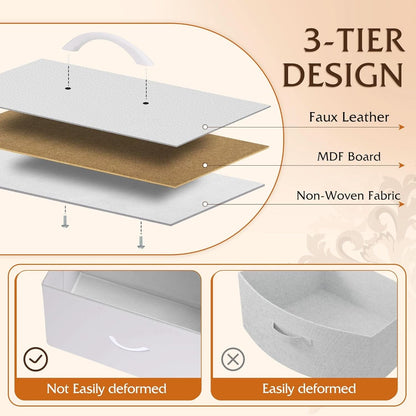 Fabric Dresser For Bedroom With Tall White Finish Storage